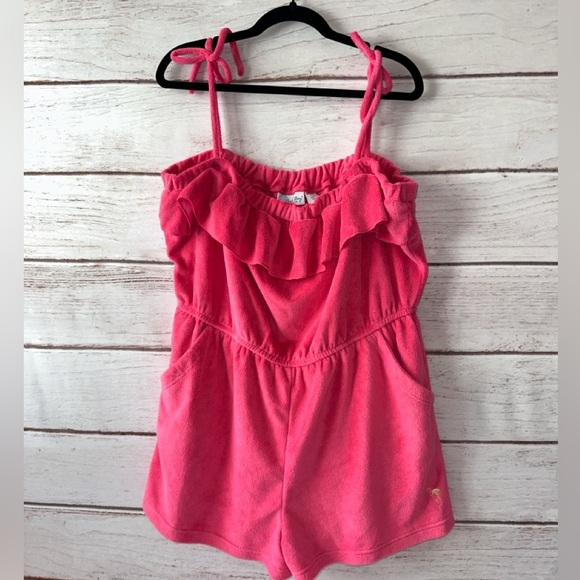 Cool Bay Pink Terry Cloth Swim Cover-Up Romper – XL Beach Summer Loungewear - Picture 1 of 9
